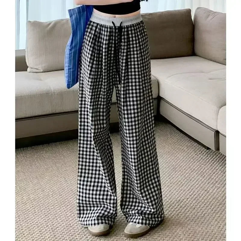Sofia – Pantalon Carreaux, Taille Haute & Coupe Relax
