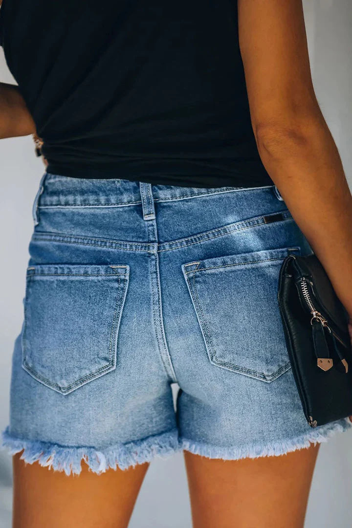 Jordan – Short en Jean Décontracté pour Femme, Effet Usé Tendance