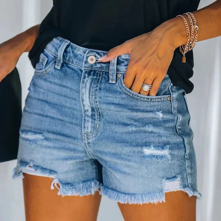 Jordan – Short en Jean Décontracté pour Femme, Effet Usé Tendance