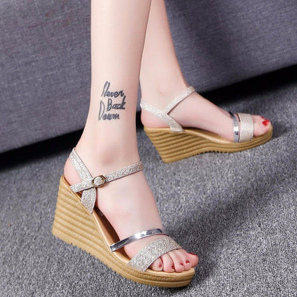 Slope Heel – Sandales à Talon Compensé Femme Look Coréen