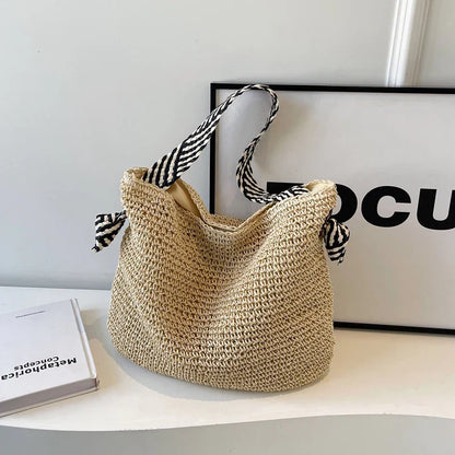 Cabas en paille naturel