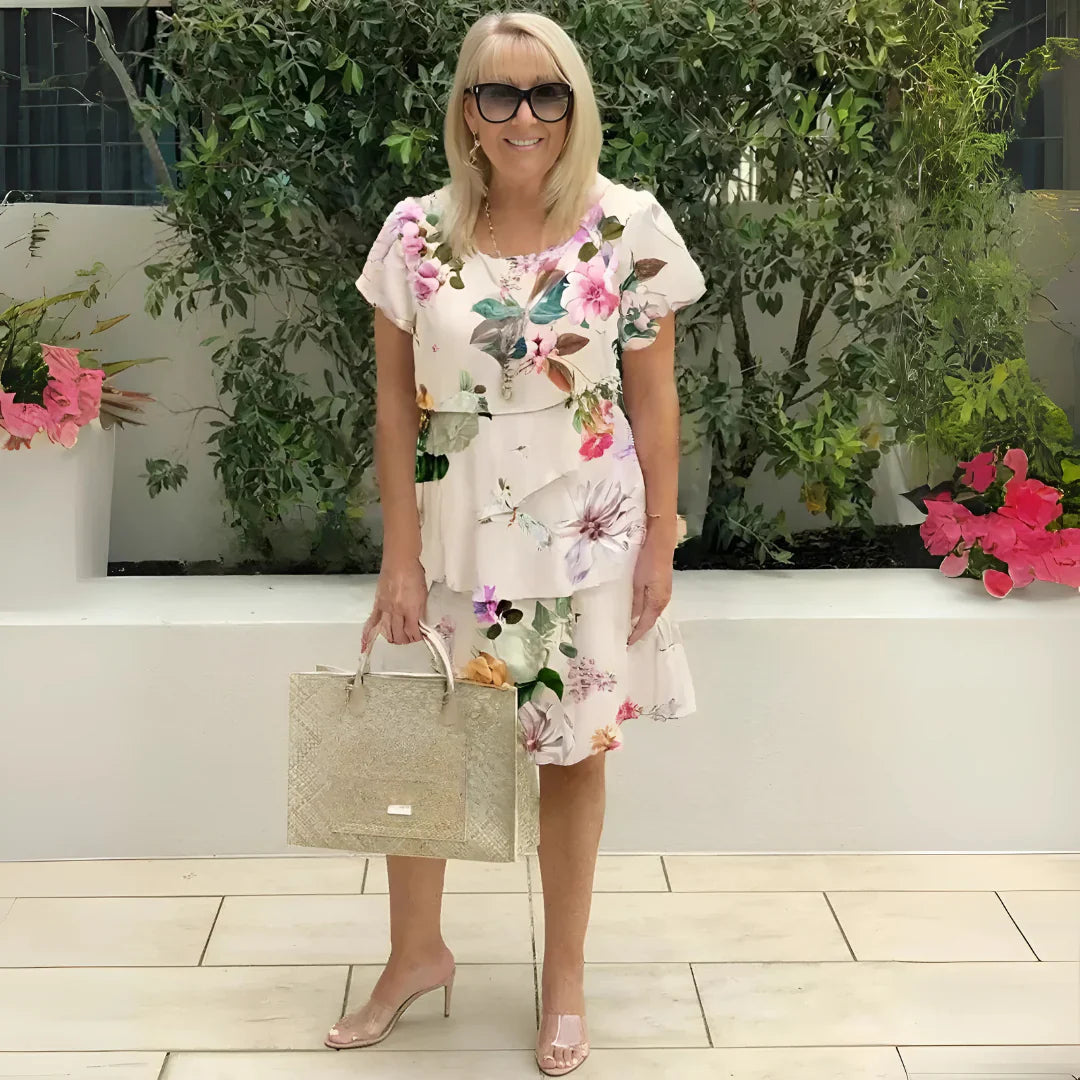 FloraMuse – Robe Midi à Volants Superposés