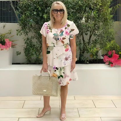 FloraMuse – Robe Midi à Volants Superposés