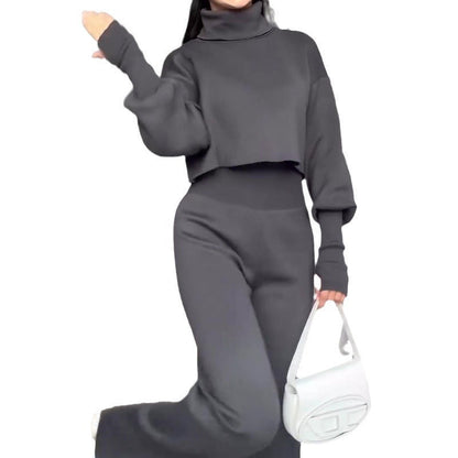 Ensemble Col Roulé Gris