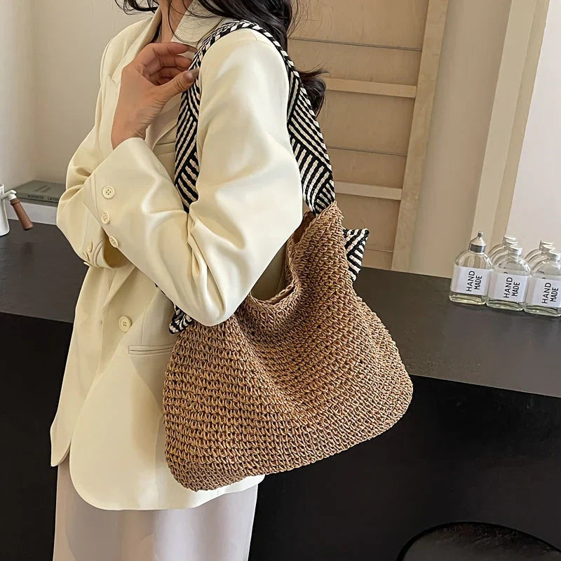 Cabas en paille naturel