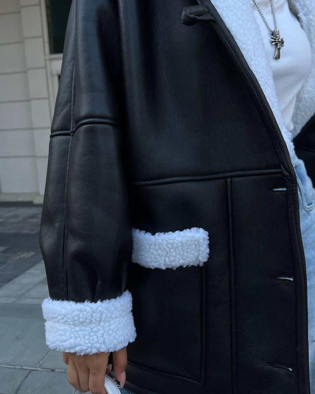 Manteau Coréen Cuir Fourrure