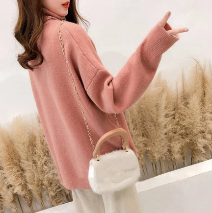 Pull Col Roulé Décontracté d'Automne