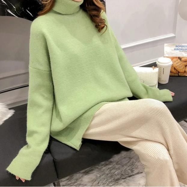 Pull Col Roulé Décontracté d'Automne