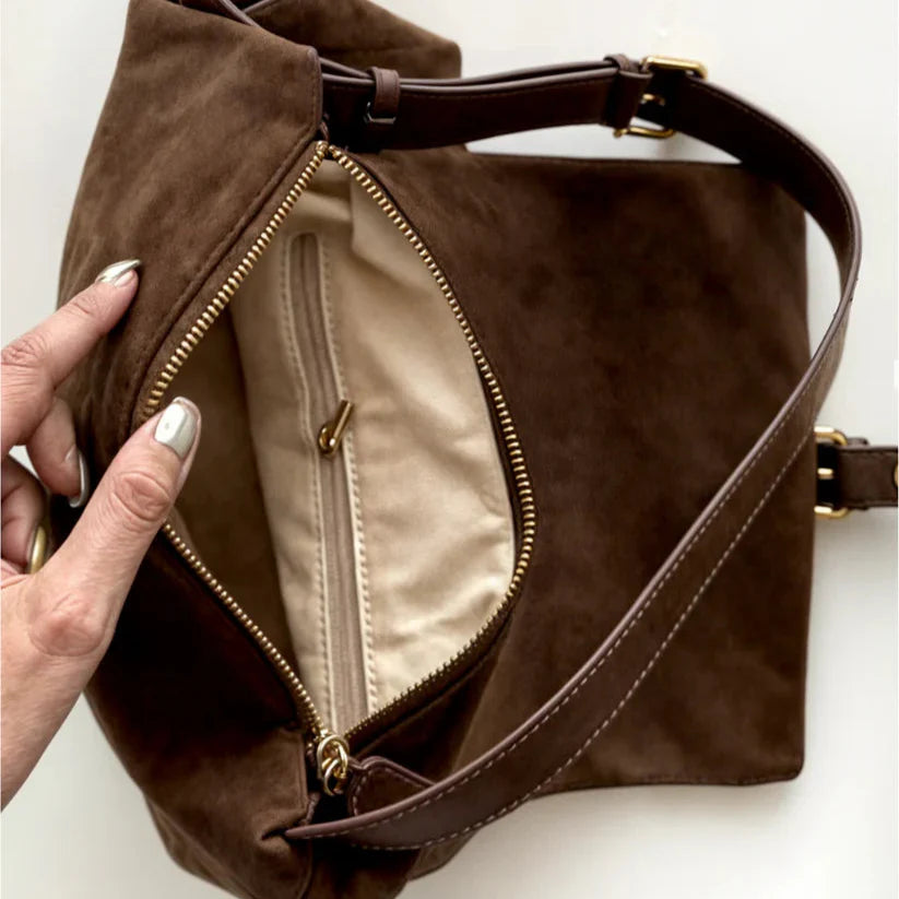 Naya Velours – Sac Bandoulière Suédine à Boucle