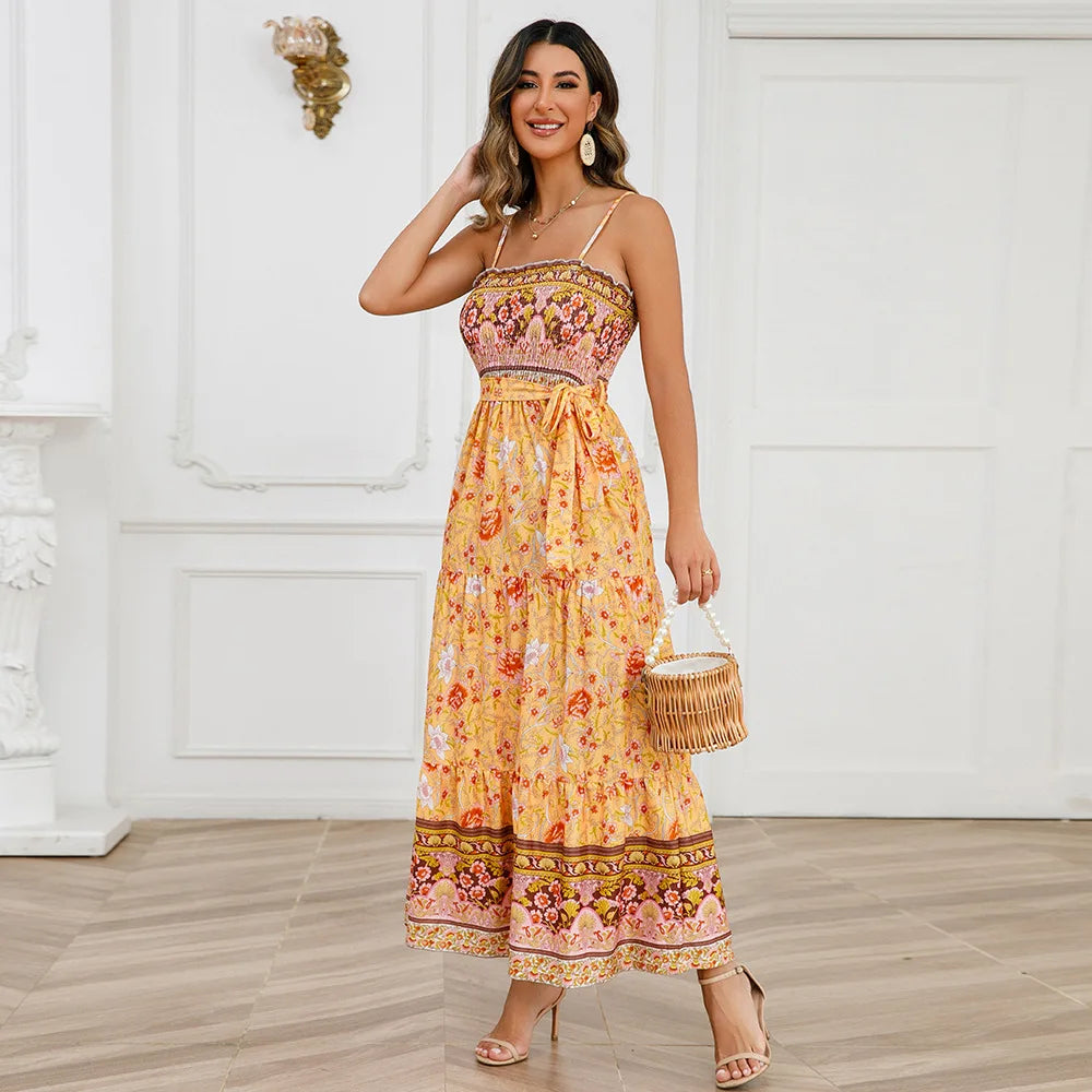 Robe Longue d’Été à Imprimé Fleuri