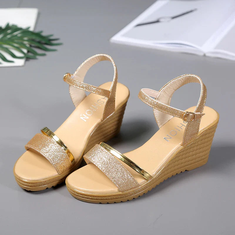 Slope Heel – Sandales à Talon Compensé Femme Look Coréen