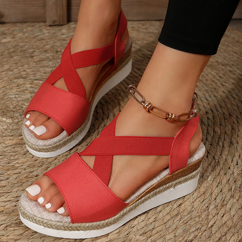 Alegra – Sandales Compensées à Bride Cheville Élastique