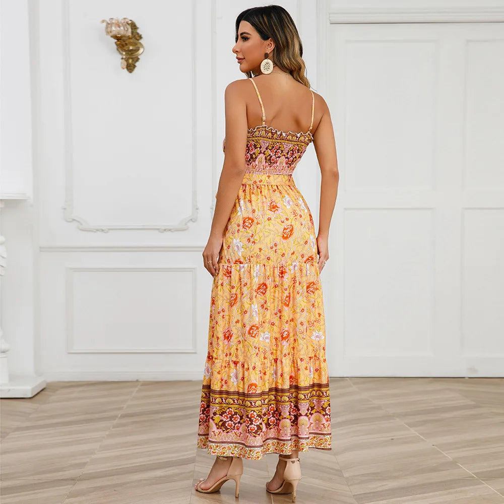 Robe Longue d’Été à Imprimé Fleuri