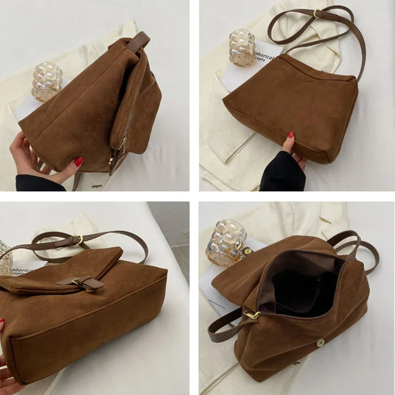 Naya Velours – Sac Bandoulière Suédine à Boucle