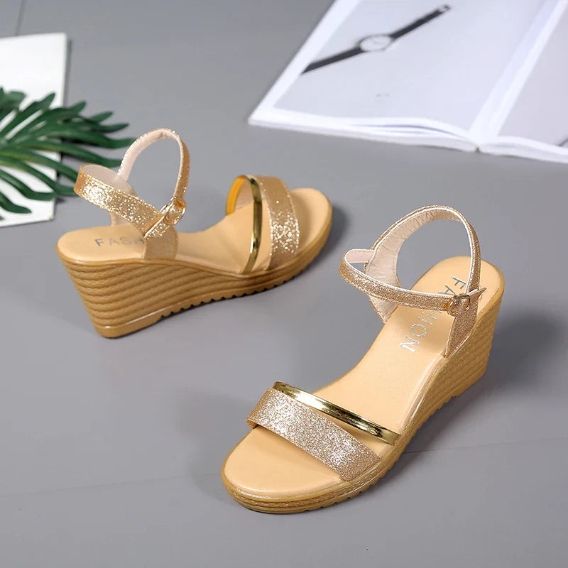 Slope Heel – Sandales à Talon Compensé Femme Look Coréen