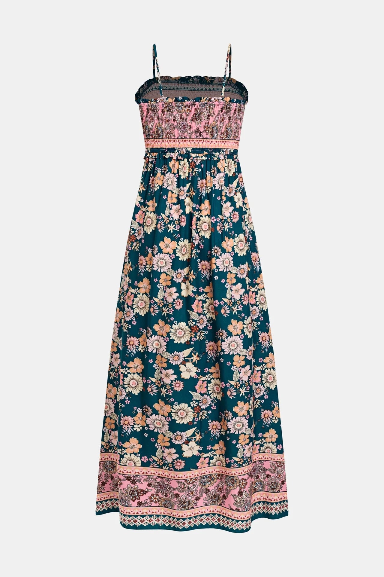 Robe Longue Florale à Col Carré