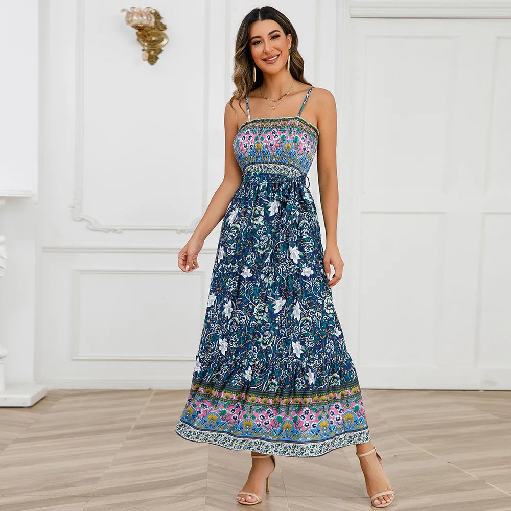 Robe Longue d’Été à Imprimé Fleuri