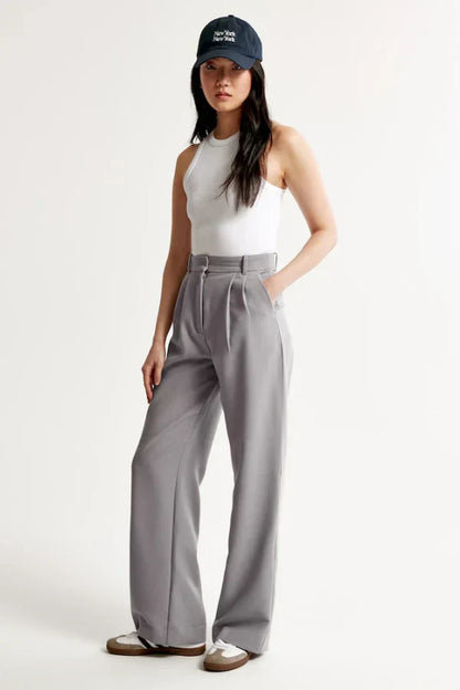 Nadia – Pantalon Gris Tailleur Élégant