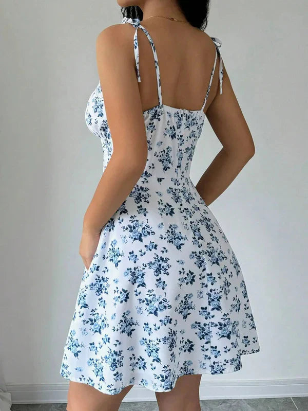 Guarujá - Robe Courte Fleurie Bleue