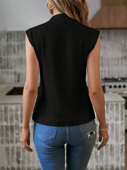 Norma – Blouse Blanche Épure Sans Manches