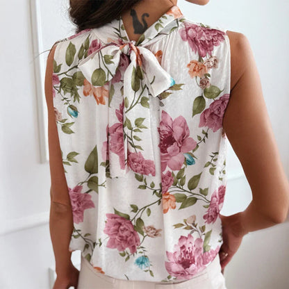 Kacy – Blouse Fleurie Sans Manches en Coton Léger